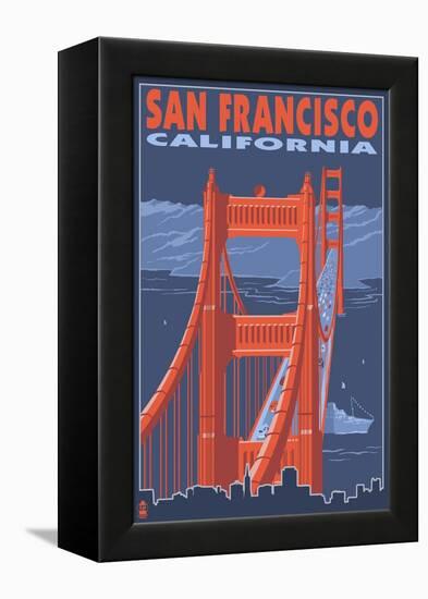 San Francisco, California - Golden Gate Bridge-Lantern Press-Framed Stretched Canvas