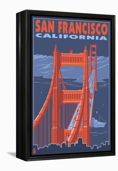 San Francisco, California - Golden Gate Bridge-Lantern Press-Framed Stretched Canvas