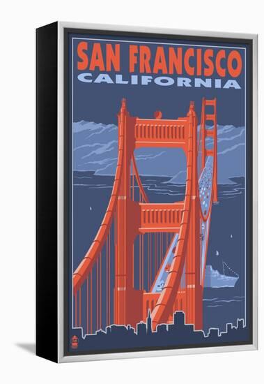 San Francisco, California - Golden Gate Bridge-Lantern Press-Framed Stretched Canvas