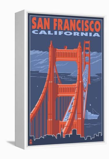 San Francisco, California - Golden Gate Bridge-Lantern Press-Framed Stretched Canvas