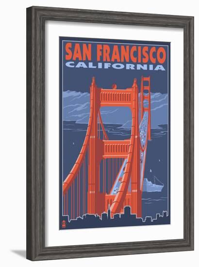 San Francisco, California - Golden Gate Bridge-Lantern Press-Framed Art Print