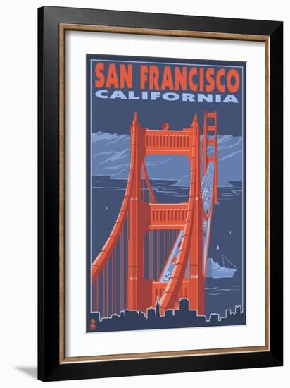 San Francisco, California - Golden Gate Bridge-Lantern Press-Framed Art Print