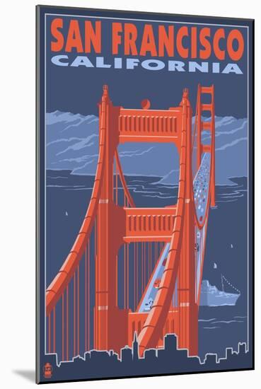 San Francisco, California - Golden Gate Bridge-Lantern Press-Mounted Art Print