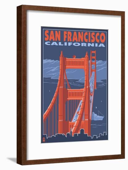 San Francisco, California - Golden Gate Bridge-Lantern Press-Framed Art Print