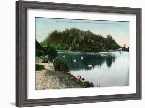 San Francisco, California - Golden Gate Park, Strawberry Hill and Stow Lake-Lantern Press-Framed Art Print