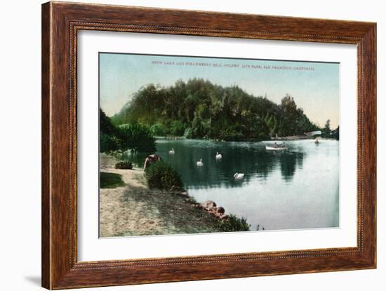 San Francisco, California - Golden Gate Park, Strawberry Hill and Stow Lake-Lantern Press-Framed Art Print