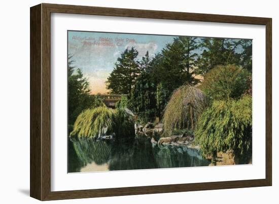 San Francisco, California - Golden Gate Park, View of Alvin Lake-Lantern Press-Framed Art Print
