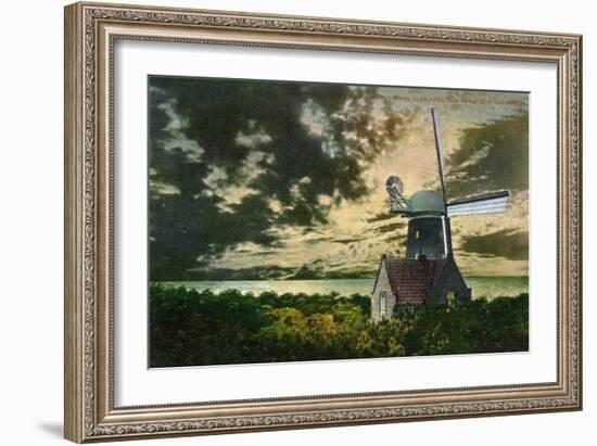 San Francisco, California - Golden Gate Park Windmill in the Moonlight-Lantern Press-Framed Art Print