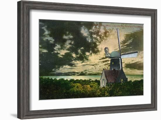 San Francisco, California - Golden Gate Park Windmill in the Moonlight-Lantern Press-Framed Art Print