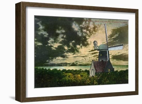 San Francisco, California - Golden Gate Park Windmill in the Moonlight-Lantern Press-Framed Art Print