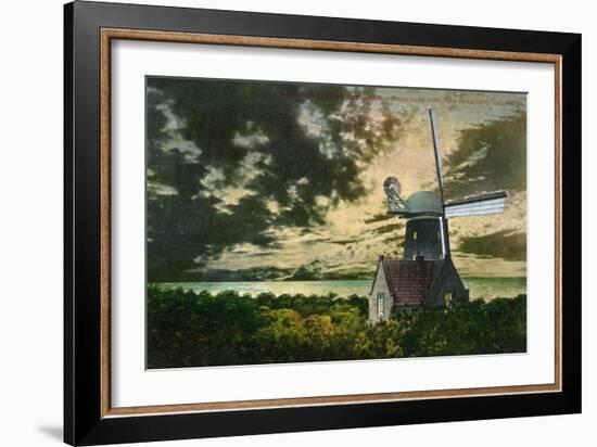 San Francisco, California - Golden Gate Park Windmill in the Moonlight-Lantern Press-Framed Art Print