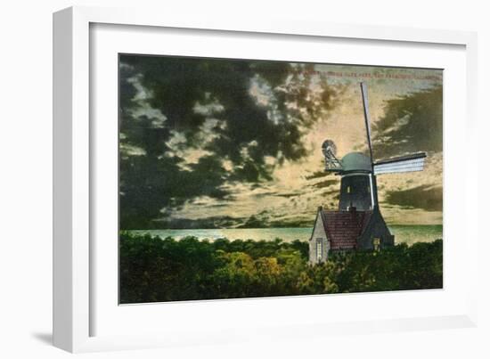 San Francisco, California - Golden Gate Park Windmill in the Moonlight-Lantern Press-Framed Art Print