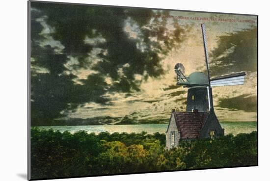 San Francisco, California - Golden Gate Park Windmill in the Moonlight-Lantern Press-Mounted Art Print