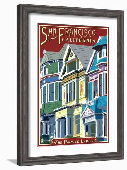 San Francisco, California - Painted Ladies-Lantern Press-Framed Art Print