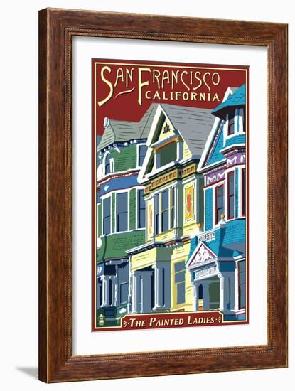 San Francisco, California - Painted Ladies-Lantern Press-Framed Art Print