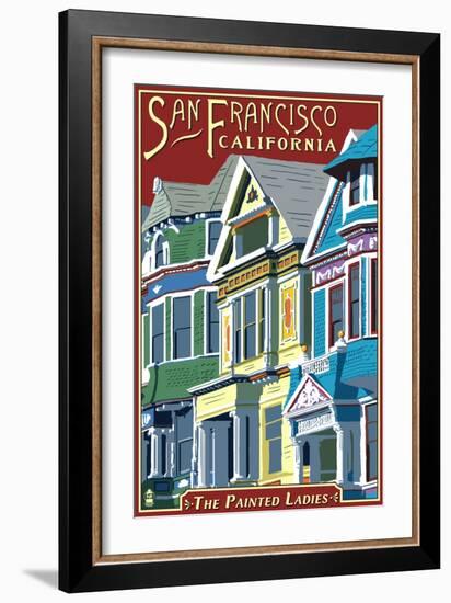 San Francisco, California - Painted Ladies-Lantern Press-Framed Art Print