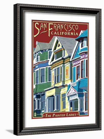 San Francisco, California - Painted Ladies-Lantern Press-Framed Art Print