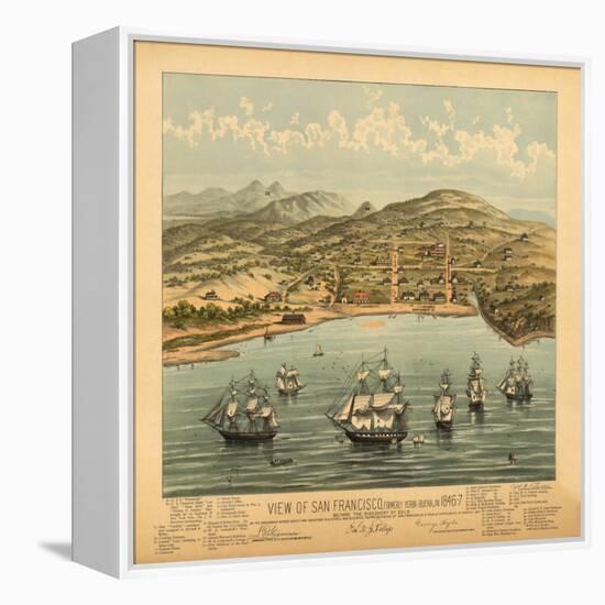 San Francisco, California - Panoramic Map No. 1-Lantern Press-Framed Stretched Canvas
