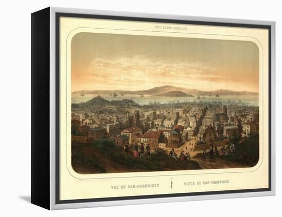 San Francisco, California - Panoramic Map No. 2-Lantern Press-Framed Stretched Canvas