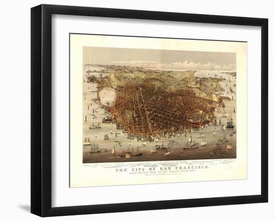 San Francisco, California - Panoramic Map No. 4-Lantern Press-Framed Art Print