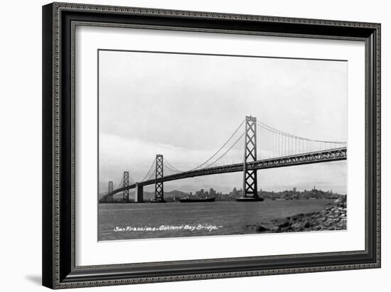 San Francisco, California - Panoramic View of Bay Bridge-Lantern Press-Framed Art Print