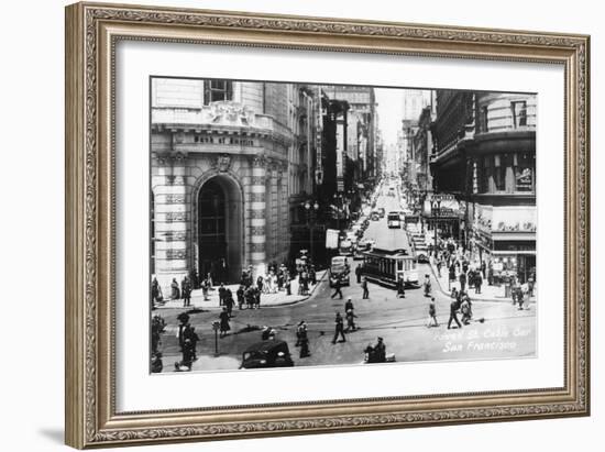 San Francisco, California - Powell Street Cable Cars-Lantern Press-Framed Art Print