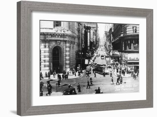 San Francisco, California - Powell Street Cable Cars-Lantern Press-Framed Art Print