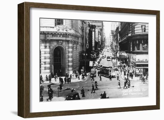 San Francisco, California - Powell Street Cable Cars-Lantern Press-Framed Art Print