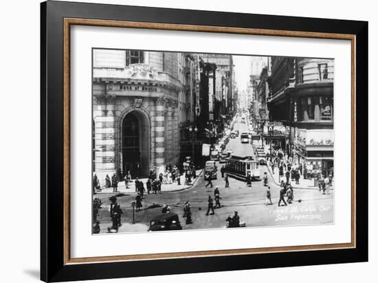 San Francisco, California - Powell Street Cable Cars-Lantern Press-Framed Art Print