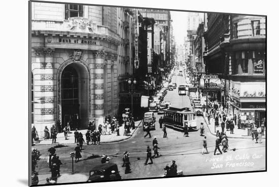 San Francisco, California - Powell Street Cable Cars-Lantern Press-Mounted Art Print