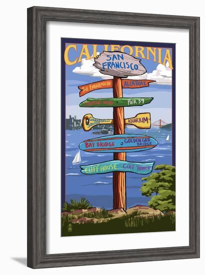 San Francisco, California - Sign Destinations-Lantern Press-Framed Art Print