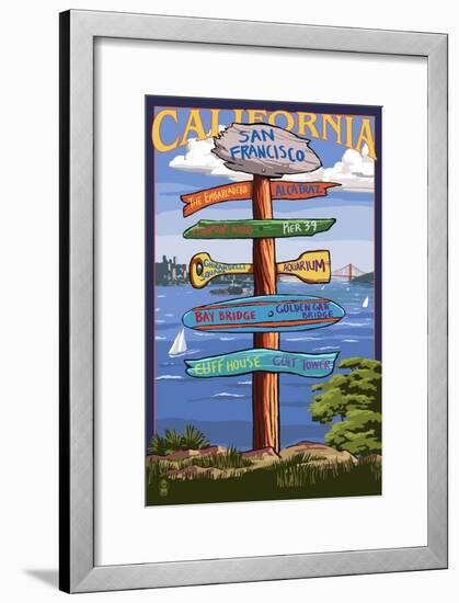 San Francisco, California - Sign Destinations-Lantern Press-Framed Art Print