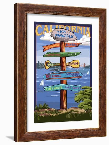 San Francisco, California - Sign Destinations-Lantern Press-Framed Art Print