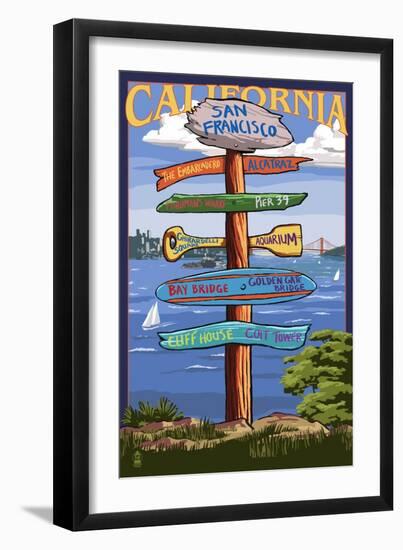 San Francisco, California - Sign Destinations-Lantern Press-Framed Art Print