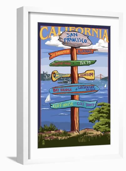 San Francisco, California - Sign Destinations-Lantern Press-Framed Art Print