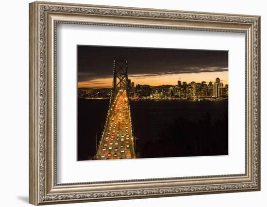 San Francisco, California, skyline and the Oakland Bay Bridge at evening.-Bill Bachmann-Framed Photographic Print