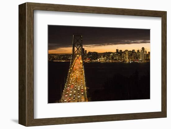 San Francisco, California, skyline and the Oakland Bay Bridge at evening.-Bill Bachmann-Framed Photographic Print