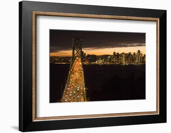 San Francisco, California, skyline and the Oakland Bay Bridge at evening.-Bill Bachmann-Framed Photographic Print