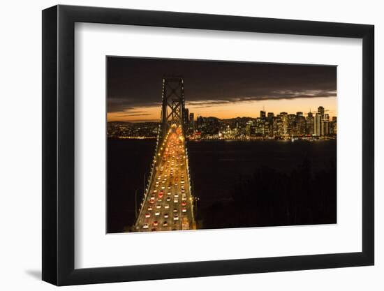 San Francisco, California, skyline and the Oakland Bay Bridge at evening.-Bill Bachmann-Framed Photographic Print