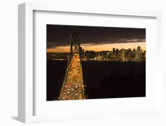 San Francisco, California, skyline and the Oakland Bay Bridge at evening.-Bill Bachmann-Framed Photographic Print