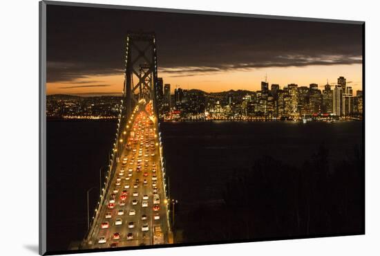 San Francisco, California, skyline and the Oakland Bay Bridge at evening.-Bill Bachmann-Mounted Photographic Print