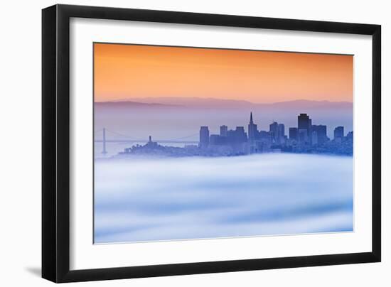 San Francisco, California Skyline Rises Above The Low Fog During Sunrise-Joe Azure-Framed Photographic Print