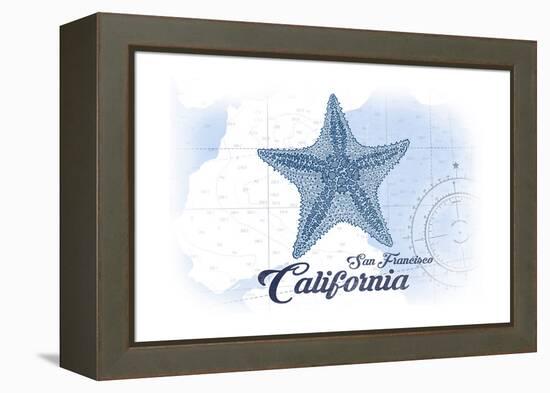 San Francisco, California - Starfish - Blue - Coastal Icon-Lantern Press-Framed Stretched Canvas