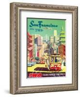 San Francisco California via TWA (Trans World Airlines) - Cable Cars-David Klein-Framed Art Print
