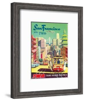 San Francisco California via TWA (Trans World Airlines) - Cable Cars-David Klein-Framed Art Print