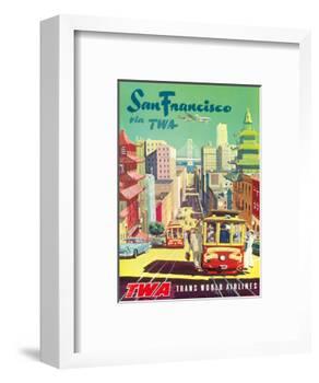 San Francisco California via TWA (Trans World Airlines) - Cable Cars-David Klein-Framed Art Print