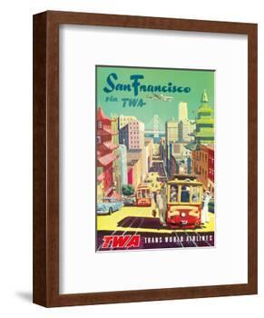 San Francisco California via TWA (Trans World Airlines) - Cable Cars-David Klein-Framed Art Print