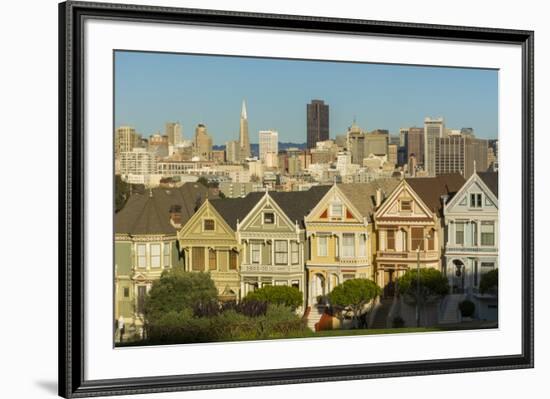 San Francisco, California, Victorian homes and city.-Bill Bachmann-Framed Premium Photographic Print