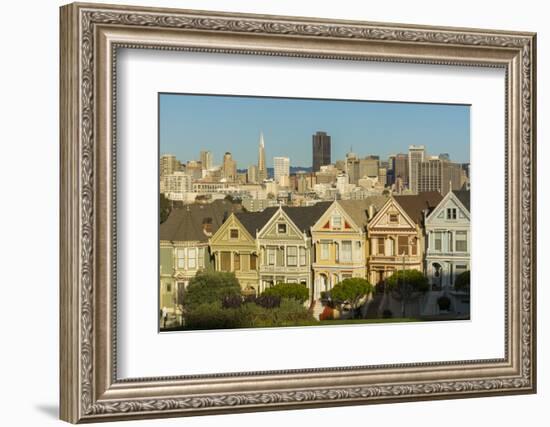 San Francisco, California, Victorian homes and city.-Bill Bachmann-Framed Photographic Print