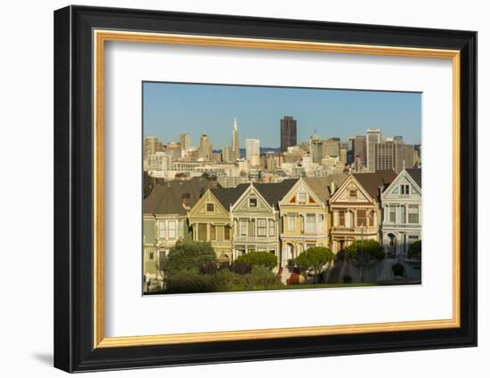 San Francisco, California, Victorian homes and city.-Bill Bachmann-Framed Photographic Print